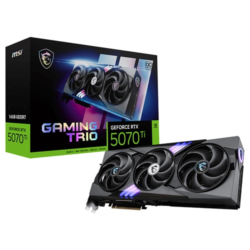 MSI GEFORCE RTX 5070 TI 16G GAMING TRIO OC PLUS, Nvidia GeForce RTX5070, 16GB GDDR7, Core Clock: 2580, Cuda Core: 8960, 1xHDMI, 3xDP, PSU: 750W, PCIe5.0, 3 Year Warranty