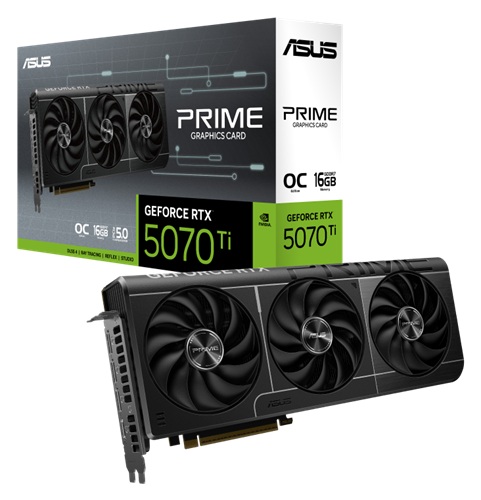 Asus PRIME-RTX5070TI-O16G, Nvidia GeForce RTX 5070, 16GB DDR7, Core Clock: 2482MHz, Cuda Core: 8960, 1xHDMI, 3xDP, PSU: 750W, PCIe5.0, 3 Year Warranty