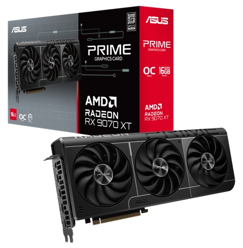 Asus PRIME-RX9070XT-O16G, AMD Radeon RX9070 XT OC Edition, 16GB GDDR6, Core Clock: 3030MHz, Cuda Core: 4096, 1xHDMI, 3XDP, PSU: 750W, PCIe5.0, 3 Year Warranty