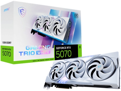 *Limit Apply Pls. Contact Your AM* MSI GeForce RTX 5070 12G GAMING TRIO OC WHITE, Nvidia GeForce RTX 5070, Core Clock: 2625MHz, Cuda Core: 6144, 1xHDMI, 3xDP, PSU: 650W, PCIe5.0, 3 Year Warranty
