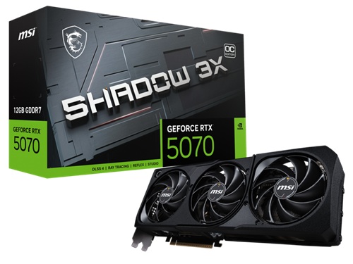 MSI GeForce RTX 5070 12G SHADOW 3X OC, Nvidia GeForce RTX 5070, 12GB GDDR7, Core Clock: 2557MHz, Cuda Core: 6144, 1xHDMI, 3xDP, PSU: 650W, PCIe5.0, 3 Year Warranty