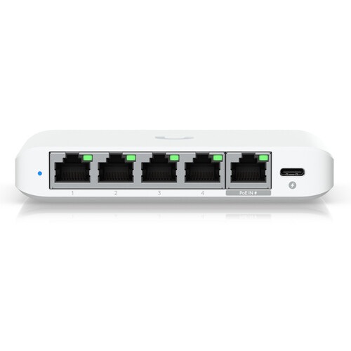 Ubiquiti Flex Mini 2.5G 5, Flex Mini 2.5G 5-Port Managed Network Switch, 4x2.5 GbE Ports, 1x2.5 GbE PoE Input Port for Power, 1 Year Warranty