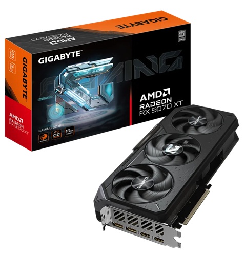 Gigabyte GV-R9070XTGAMING-OC-16GD, AMD Radeon  RX 9070 XT GAMING OC, 16 GB GDDR6, Core Clock: 3060MHz, Cuda Core: 4096, 2xHDMI, 2xDP, PSU: 650W, PCIe5.0, 3 Year Warranty