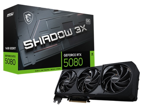 *Limit Apply Pls. Contact Your AM* MSI GeForce RTX 5080 16G SHADOW 3X OC, Nvidia GeForce RTX 5080, 16GB GDDR7, Core Clock: 2655MHz, Cuda Core: 10752, 1xHDMI, 3xDP, PSU: 850W, PCIe5.0, 3 Year Warranty