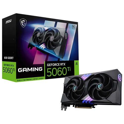 MSI GEFORCE RTX 5060 TI 8G GAMING OC, Nvidia GeForce RTX 5060 Ti, 8GB DDR7, Core Clock: 2662MHz, Cuda Core: 4608, 1xHDMI, 3xDP, PSU: 600W, PCIe5.0, 3 Year Warranty