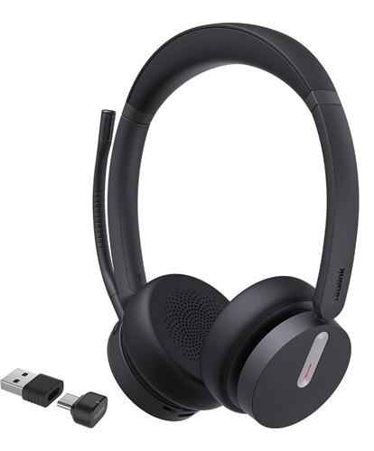 Yealink BH70-D-Teams-C/A, Microsoft Teams Certified Stereo Bluetooth Headset, Dual, USB-C/A, On-Ear Design, 3-Mic Noise Cancellation, Black, 2 Year Warranty