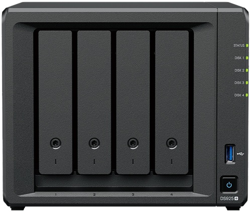 Synology DiskStation DS925+, 4-Bay 3.5" Diskless, AMD Quad Core CPU, 4GB RAM, 2x2.5GbE, 2xUSB3.2, 1xExpansion port, 3 Year Warranty