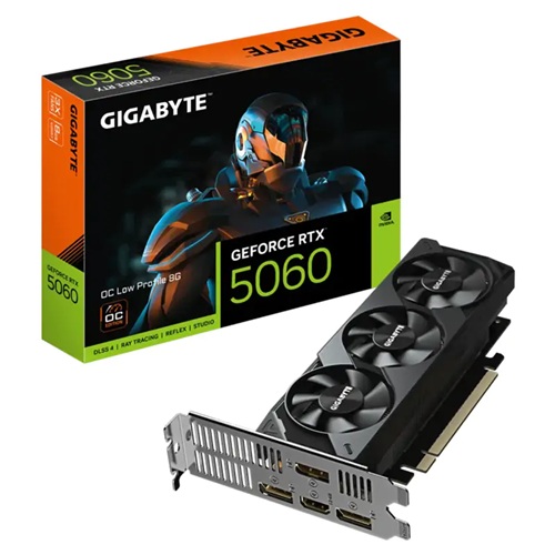 Gigabyte GV-N5060OC-8GL, Nvidia GeForce RTX 5060 OC Low Profile, 8GB GDDR7, Core Clock: 2512MHz, Cuda Core: 3840, 1xHDMI, 3xDP, PSU: 450W, PCIe5.0, 3 Year Warranty