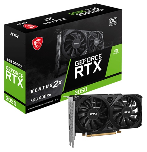 *Limit Apply.Contact Your AM* MSI GeForce RTX 3050 VENTUS 2X E 6G OC, Nvidia RTX 3050, 6GB GDDR6, Core Clock: 1492MHz, Cuda Core: 2304, 2xHDMI, 1xDP, PSU: 300W, PCIe4.0, 3 Year Warranty
