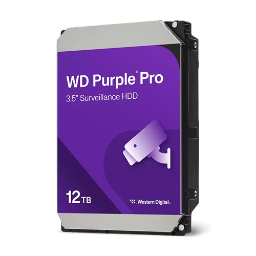 Western Digital WD122PURP, Purple Pro Surveillance HDD, 12TB, 3.5", SATA3, 7200RPM, 512MB Cache, 64xCamera Support, 32 AI Streams, 2.5Mh MTBF, 5 Year Warranty