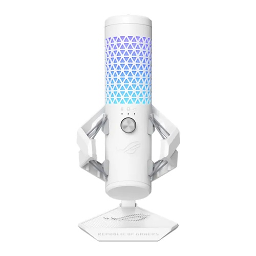 Asus ROG CARNYX WHITE, Professional Cardioid Condenser Gaming Microphone, Studio Grade 25 mm Condenser Capsule, 192 kHz / 24-bit Sampling Rate, high-pass Filter, Built-in Pop Filter, 2 Year Warranty