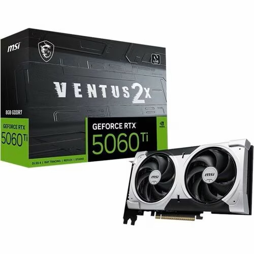 MSI G506T-8V2CP, Nvidia GeForce RTX 5060 Ti 8G VENTUS 2X PLUS, 8GB GDDR7, Core Clock: 2602MHz, Cuda Core: 4608, 1xHDMI, 3xDP, PSU: 600W, PCIe5.0, 3 Year Warranty