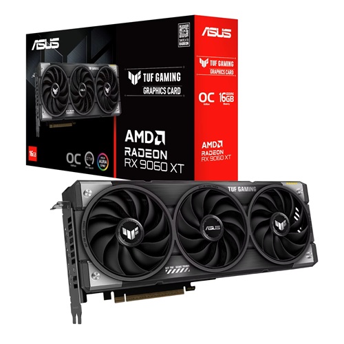 Asus TUF-RX9060XT-O16G-GAMING, TUF Gaming AMD Radeon RX 9060 XT OC, 16GB GDDR6, Core Clock: 3340MHz, Cuda Core: 2048, 1xHDMI, 2xDP, PSU: 550W, PCIe5.0, 3 Year Warranty