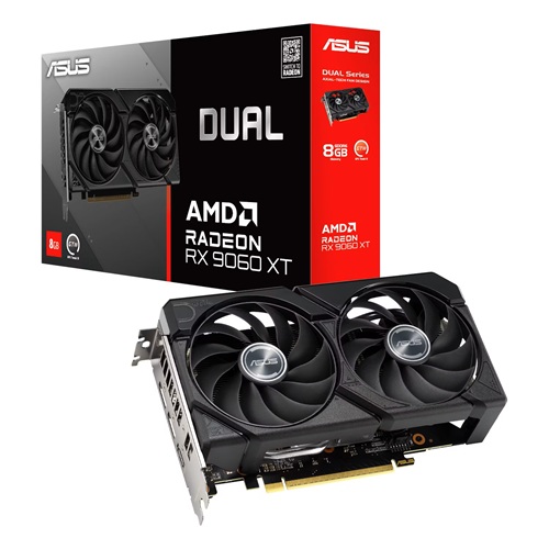 Asus DUAL-RX9060XT-8G, AMD Radeon RX 9060 XT, 8GB GDDR6, Core Clock: 3130MHz, Cuda Core: 2048, 1xHDMI, 2xDP, PSU: 550W, PCIe5.0