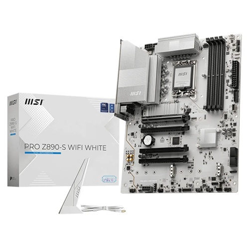 MSI PRO Z890-S WIFI WHITE, ATX, Intel LGA 1851, 4xDDR5, 3xM.2, 4xSATA 6Gb/s, RAID, 4xPCIe, 1xHDMI, 1xDP, 1xTB4, LAN, Wi-Fi 7+Bluetooth, 1xUSB-C, 6xUSB-A