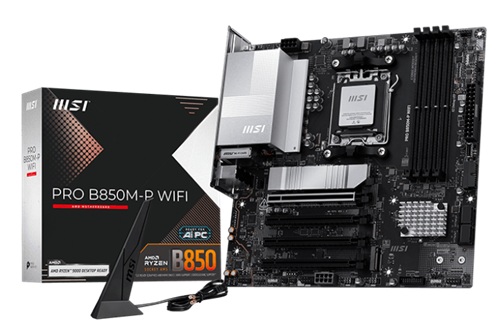 MSI PRO B850M-P WIFI, mATX, AMD AM5, 4XDDR5, 3xM.2, 4xSATA 6G, RAID, 4xPCIe, 1xHDMI, 1xDP, 5G LAN, Wi-Fi 7+Bluetooth, 1xUSB-C, 3xUSB-A, 4xUSB2.0