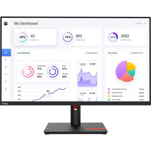Lenovo 63D2GAR1AU, ThinkVision T32P-30, 31.5" 4K UHD IPS Monitor, 3840 x 2160, 16:9, 4ms, 1xHDMI, 1xDP, USB-C (DP ALT Mode), VESA, Height Adjustable, Pivot, Swivel, Tilt, 3 Year Warranty