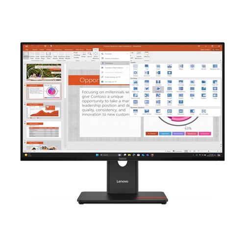 Lenovo 64A5MAR6AU, ThinkVision T27-40, 27" WLED IPS FHD Screen, 1920x1080, 16:9, 4ms, 1xHDMI, 1xDP, 1xVGA, USB, VESA, Height Adjustable, Pivot, Swivel, Tilt, 3 Year Warranty