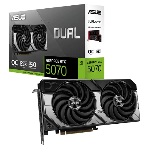 *Limit Apply Pls. Contact Your AM* Asus DUAL-RTX5070-O12G, Nvidia GeForce RTX 5070, 12GB GDDR7, Core Clock: 2542MHz, Cuda Core: 6144, 1xHDMI, 3xDP, PSU: 750W, PCIe5.0, 3 Year Warranty