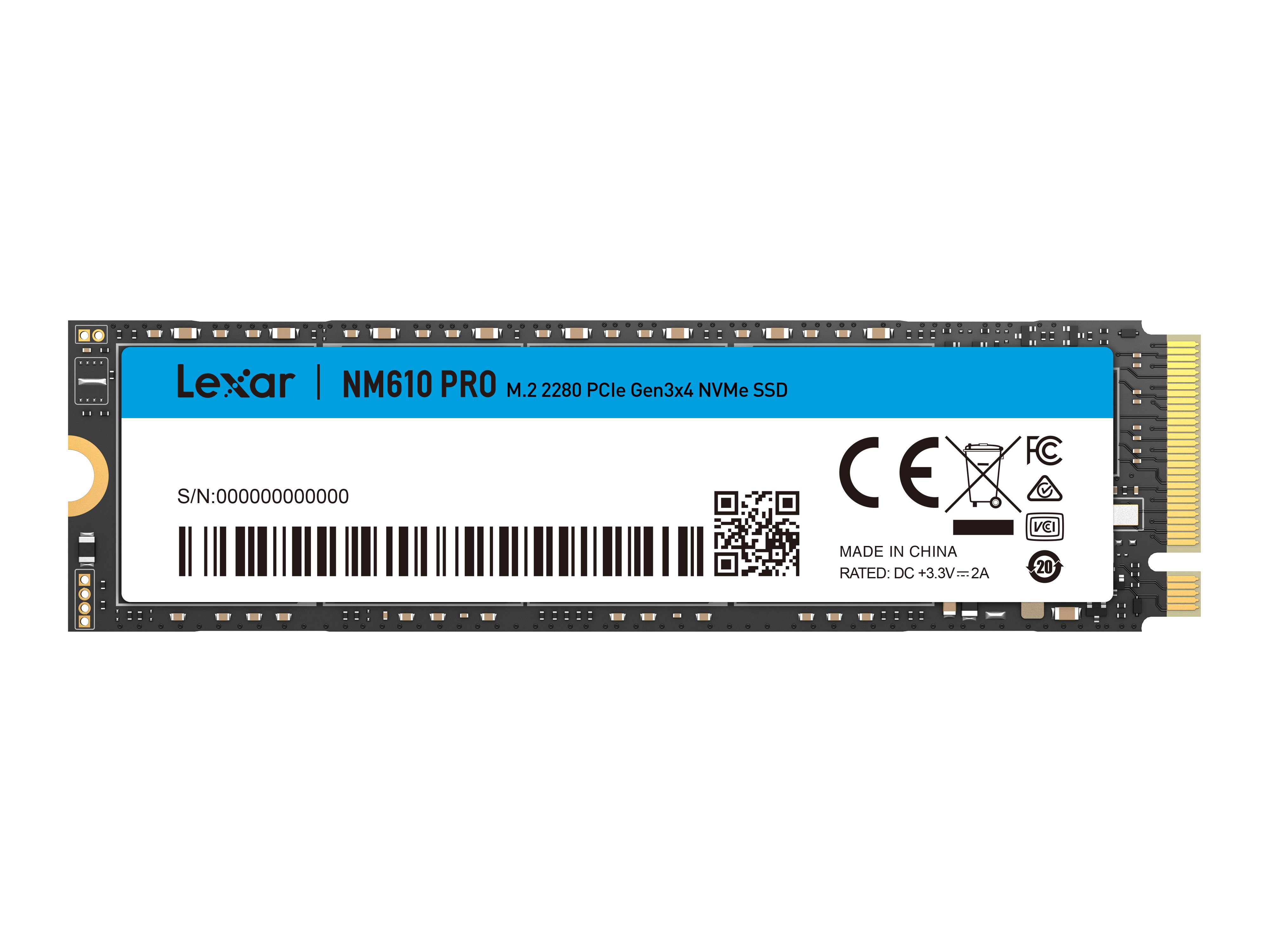 *Limits Apply, contact your AM* Lexar LNM610P001T-RNNNG, NM610 Pro, 1TB, M.2 NVMe PCIe G3x4, 240TBW, Read Speed: Up to 3300MB/s Write Speed: Up to 2600MB/s, 3 Year Warranty