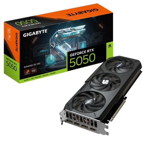Gigabyte GV-N5050GAMING OC-8GD, Nvidia GeForce RTX 5050 GAMING OC, 8GB GDDR6, Core Clock: 2572MHz, Cuda Core: 2560, 2xHDMI, 2xDP, PSU: 550W, PCIe5.0, 3 Year Warranty