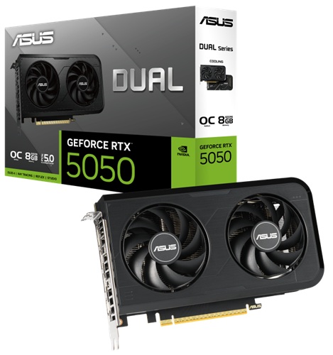 *Limit Apply Pls. Contact Your AM* Asus DUAL-RTX5050-O8G, Nvidia GeForce RTX 5050 OC Edition, 8GB GDDR6, Core Clock: 2677MHz, Cuda Core: 2560, 1xHDMI, 3xDP, PSU: 550W, PCIe5.0, 3 Year Warranty