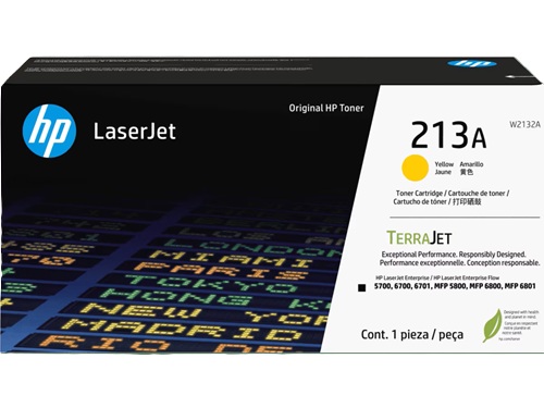 HP W2132A, 213A Yellow LaserJet Toner Cartridge, 1 Year Warranty
