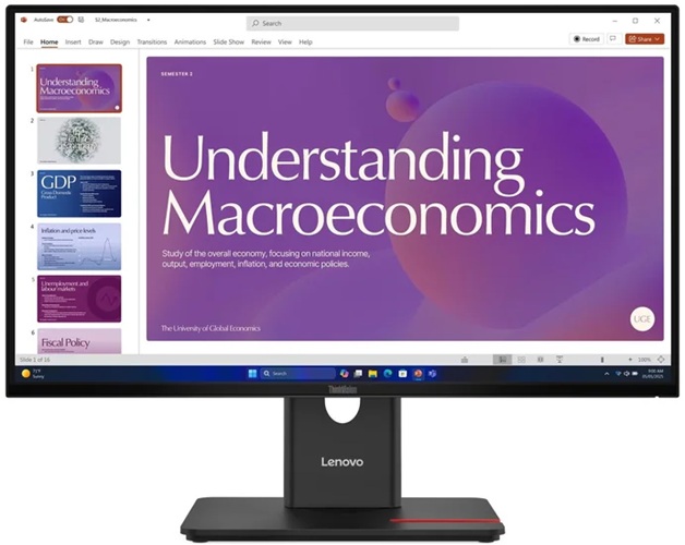 Lenovo 64B9GAR1AU, ThinkVision T24d-40, 23.8" FHD IPS Monitor, 1920x1080, 16:9, 4ms, 1xHDMI, 2xDP, USB-C, LAN, Speakers, VESA, Height Adjustable, Swivel, Pivot, Tilt, 3 Year Warranty.