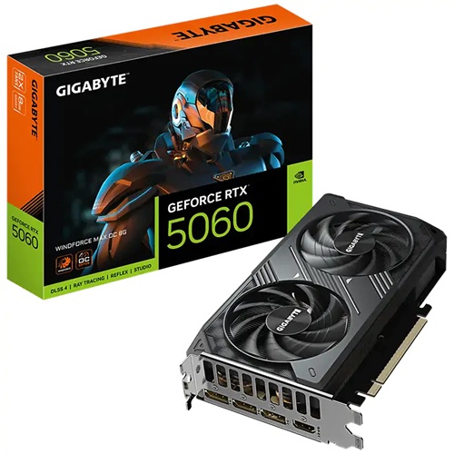 Gigabyte GV-N5060WF2MAX OC-8GD, Nvidia GeForce RTX 5060 WINDFORCE 2 MAX OC, 8GB GDDR7, Core Clock: 2512MHz, Cuda Core: 3840, 1xHDMI, 3xDP, PSU: 550W, PCIe5.0, 3 Year Warranty