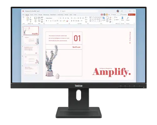Lenovo 64BAMAR1AU, ThinkVision E24-40, 23.8" FHD IPS Monitor, 1920 x1080, 16:9, 4ms,100Hz, 1xHDMI, 1xDP, 1xVGA, Speaker, VESA, Height Adjustable, Pivot, Swivel, Tilt, 3 Year Warranty