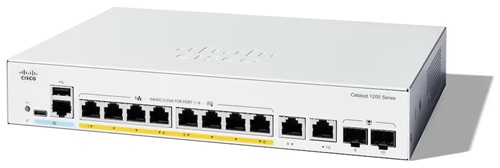 Cisco C1200-8FP-2G, Catalyst C1200 Managed Gigabit PoE+ Switch, 8x Gigabit PoE+ Ports, 2x SFP Ports, Layer 2 Management, Total PoE Budget 120 Watt, Limited Lifetime Warranty