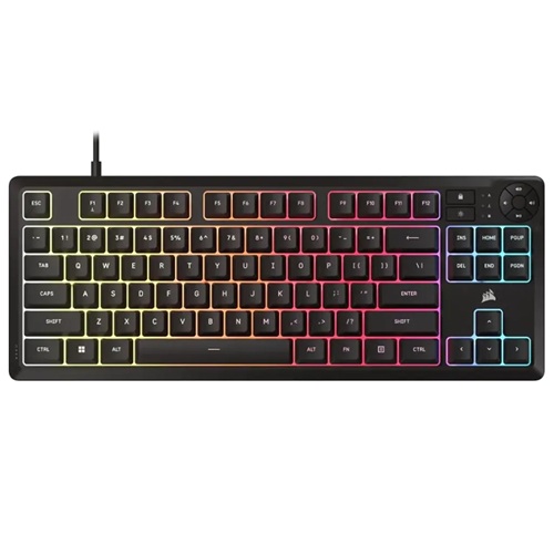 Corsair CH-9216065-NA, K55 CORE TKL RGB Wired Membrane Gaming Keyboard, Extended, 1000Hz, Wired Connectivity, USB 2.0 Type-A, Key Rollover, 12 Key Selective , Key Switches: Rubber Dome, Adjustable Height, RGB Light, Tangle-free Rubber, On Board Memory, 2
