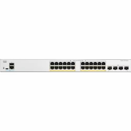 Cisco C1200-24FP-4G, Catalyst C1200 Managed Gigabit PoE+ Switch, 24x Gigabit PoE+ Ports, 4xSFP Ports, Layer 3 Management, Total PoE Budget 375 Watt, Limited Lifetime Warranty