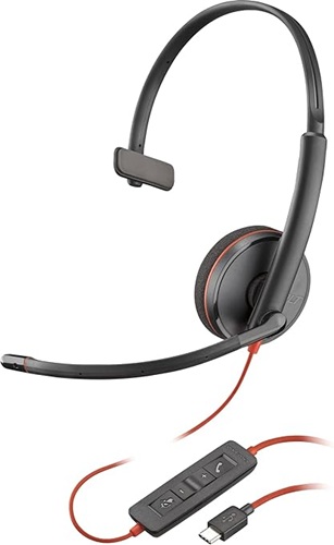 HP 8X214A6, Poly Blackwire 3210 Monaural USB-C Headset +USB-C/A Adapter (Bulk), 2 Year Warranty