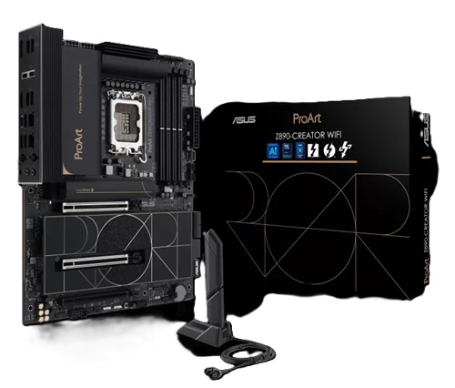 Asus ProArt Z890-CREATOR WIFI, ATX, Intel LGA 1851, 4xDDR5, 5xM.2, 4xSATA 6Gb/s, RAID, 3xPCIe, 1xHDMI, 3xTB, GbE LAN, Wi-Fi 7+Bluetooth, 3xUSB-C, 7xUSB-A, 3 Year Warranty
