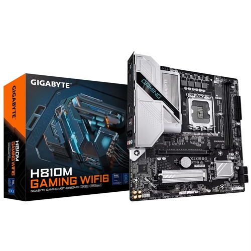 Gigabyte GA-H810M-GAMING-WIFI6, Micro ATX, Intel LGA 1851, 2xDDR5, 1xM.2, 4xSATA 6Gb/s, RAID, 2xPCIe, 1xHDMI, 1xDP, GbE LAN, Wireless AX+Bluetooth, 1xUSB3.2, 5xUSB2.0, 3 Year Warranty