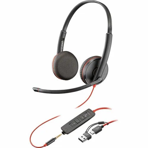 HP 8X229A6, Poly Blackwire 3225 Stereo USB-C Headset +3.5mm Plug +USB-C/A Adapter (Bulk)