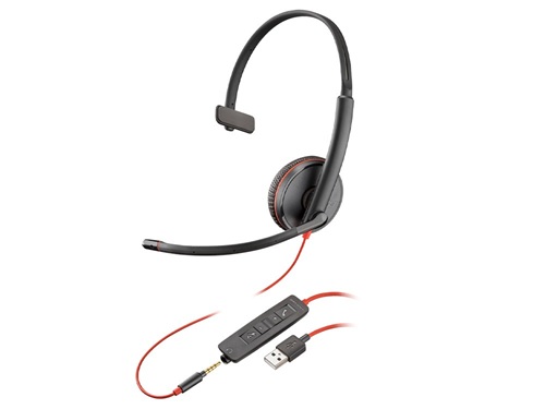 HP 80R98AA, Poly Blackwire C5210 UC Mono Corded Headset, 3.5MM & USB-A, 2 Year Warranty