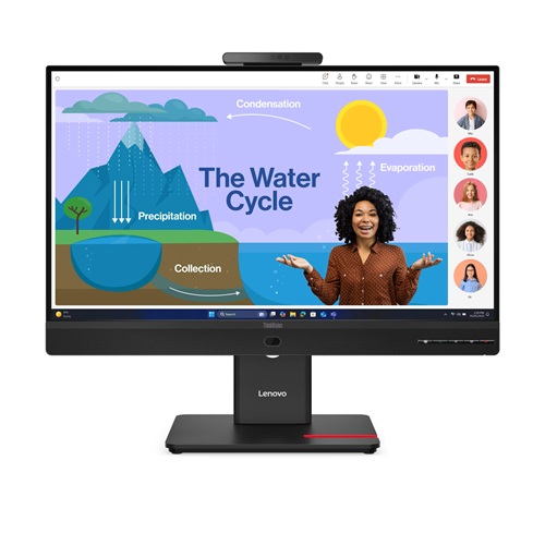 Lenovo 64B7UAR1AU, ThinkVision T24D-4V, 23.8" FHD IPS Monitor, 1920x1080, 16:9, 4ms, 120Hz, 1xHDMI, 2xDP, 1xUSB-C (DP Alt Mode), Speaker, Ethernet, Webcam, VESA, Height Adjustable, Pivot, Swivel, Tilt