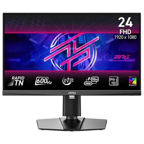 MSI MPG 242R X60N, 24.1" FHD Rapid TN Gaming Monitor, 1920x1080, 16:9, 0.1ms, 600Hz, Free Sync, 2xHDMI, 1xDP, 3x USB-A, 1x USB-B, 1x USB-C (DP Alt Mode/98W PD), VESA, Height Adjustable, Swivel, Pivot, Tilt