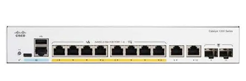 Cisco C1200-8P-E-2G, Catalyst 1200 Managed Gigabit PoE+ Switch, 8x Gigabit PoE+ Ports, 2x SFP Ports, Layer 3 Management, Total PoE Budget 67W, Limited Lifetime Warranty