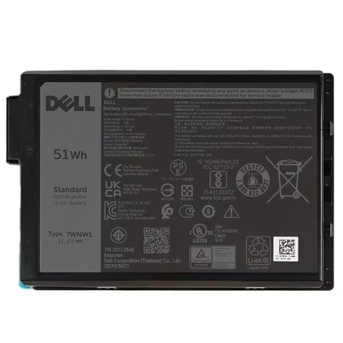Dell DMF0C, Type 7WNW1 Battery, Primary, 51WHR, 3 Cell, Lithium, Symmetric Multiprocessing