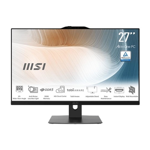 MSI MODERN AM272P 1M-1217AU, AIO, 27" FHD Screen, Intel Core 7-150U, 16GB DDR5 RAM, 1TB NVMe SSD, Keyboard+Mouse, Webcam, Wireless AX+Bluetooth, Windows 11 Pro, Black, 3 Year Onsite Warranty