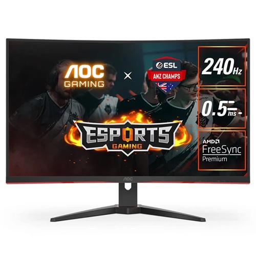 AOC C32G2ZE-P, 31.5" FHD VA Curved Gaming Monitor, 1920x1080, 16:9, 0.5ms, 240Hz, FreeSync, 2xHDMI, 1xDP, VESA, Tilt, 3 Year Warranty