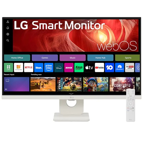 LG 27U731SA-W,  27" 4K UHD IPS Smart Monitor, 3840x2160, 16:9, 5ms, 1xHDMI, 1xUSB-C (65W PD), WebOS 24, AirPlay 2 and Screen Share Feature, USB, VESA, Tilt, 3 Year Warranty