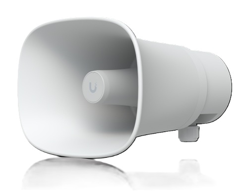 Ubiquiti UP-HORN-SPEAKER, AI Horn Speaker, All-weather PoE 120dB Horn Speaker With Advanced AI Alert Functionality&Versatile Wall, Corner,Pole Mounting Options, White, 1 Year Warranty