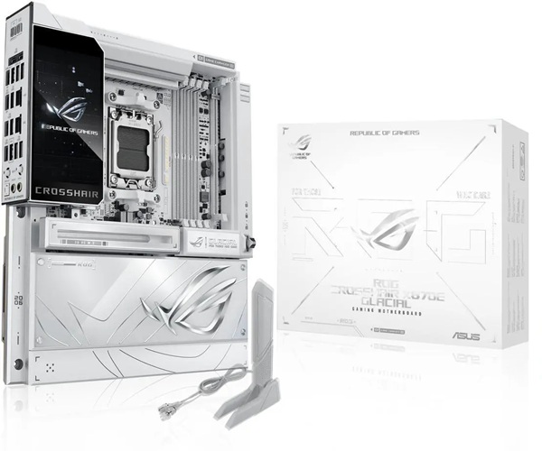 Asus ROG CROSSHAIR X870E GLACIAL, E-ATX, AMD AM5, 4xDDR5, 7xM.2, 4xSATA 6Gb/s, RAID, 2xPCIe 5.0, 1xHDMI, Ethernet, Wi-Fi 7+Bluetooth, 6xUSB-C, 8xUSB-A, 3 Year Warranty,