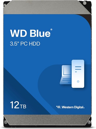 Western Digital WD120EAGZ, WD Blue PC Desktop Hard Drive, 12TB, 3.5", SATA, up to 260MB/s, 7200 RPM, CMR, 512MB Cache, 2 Year Warranty