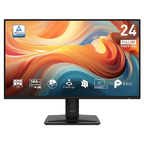 MSI PRO MP242 E14A, 23.8" FHD IPS Monitor, 1920x1080, 16:9, 1ms, 144Hz, Adaptive Sync, 1xHDMI, 1xDP, 1xVGA, Speakers, VESA, Tilt, 3 Year Warranty