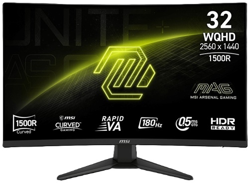 MSI MAG 321CQF E18, 31.5" WQHD Rapid VA Curved Gaming Monitor, 2560x1440, 0.5ms, 180Hz, Adaptive Sync, 2xHDMI, 1xDP, VESA, Tilt, 3 Year Warranty
